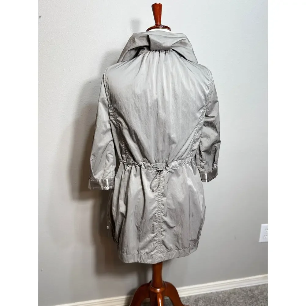 Chico's Zenergy jacket 3/4 sleeve zip collar pockets silver gray long Sz 0 US S